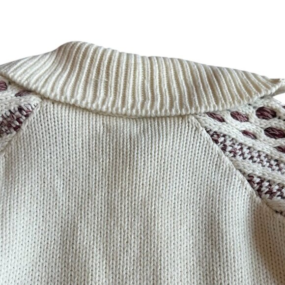 Cozy White and Brown Women's Sweater - Picture 8 of 12